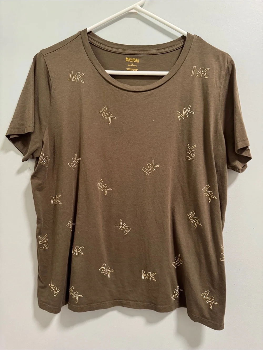 Michael Kors Green Short-Sleeve Gold Logo Tee